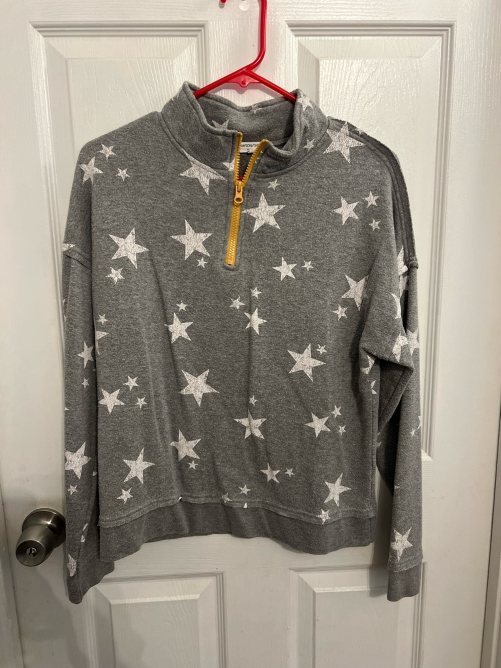Grayson Threads Gray Star Quarter-Zip Pullover with Yellow Zipper